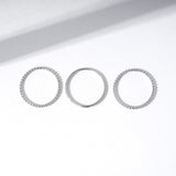 Amazon Essentials Rhodium Plated Sterling Silver Stacking Ring Set of 3 Size 8, Silver