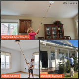 LOVEETA® Gen2 12Ft [18Ft Reach] Lightweight Extendable Light Bulb Changer Pole for High Ceilings – Telescopic Light Bulb Pole Changer with Bulb Gripper - Champagne Gold
