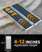VNN Portable Wheelchair Ramp 4FT, Non-Slip Aluminum Folding Handicap Ramp, Door Threshold Wheelchair Ramps for Home, Wheel Chair Ramp for Home Steps, Scooter Ramp, Doorways