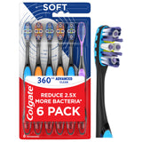 Colgate 360 Advanced Clean Floss Tip Soft Toothbrushes, 6 Pack