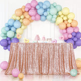 Poise3EHome Rose Gold Sequin Tablecloth 60×102 Inch Rectangle Sparkly Fabric Table Cloth for Birthday Wedding Party Christmas Holiday Baby Shower Decoration
