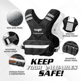 Yes4All Adjustable Weighted Vest 20-32lbs with Reflective Strip, Weight Vest for Strength Training for Men & Women, BLACK_20-32LBS, Large