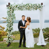 Chamvis 7.48FT Wooden Wedding Arch Frame, Wood Square Arch Backdrop Stand Wedding Arbor for Ceremony and Outdoor Lawn Decorations