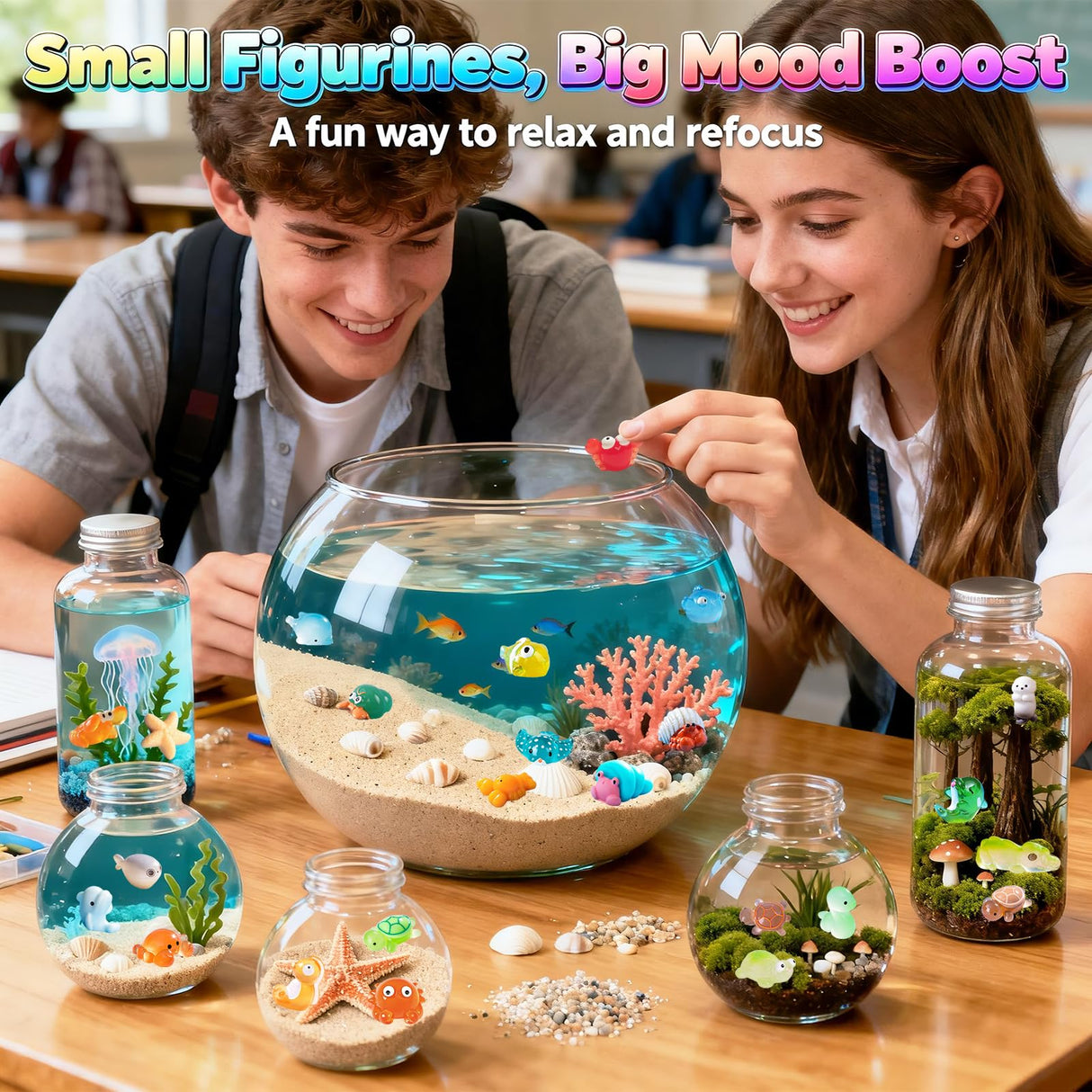 Zerobe Miniature Resin Animal Sets: Tiny Collectible Figurine Bulk Pack (Ocean Animals)