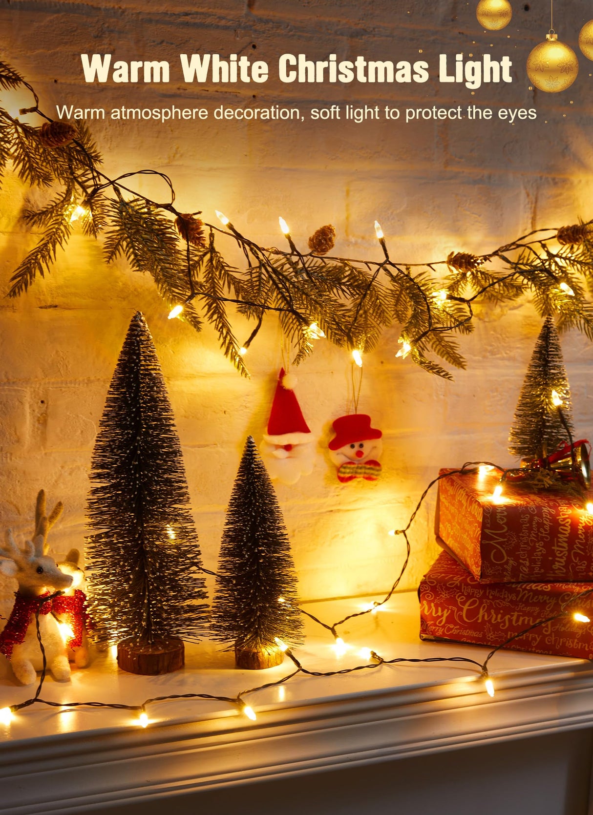 Battery Operated Christmas String Lights, 8ft 20 LED Mini Lights with Timer, Christmas Tree Lights for Indoor Outdoor Bedroom Wedding Party Holiday Xmas Decoration，Warm White（4 Pack）