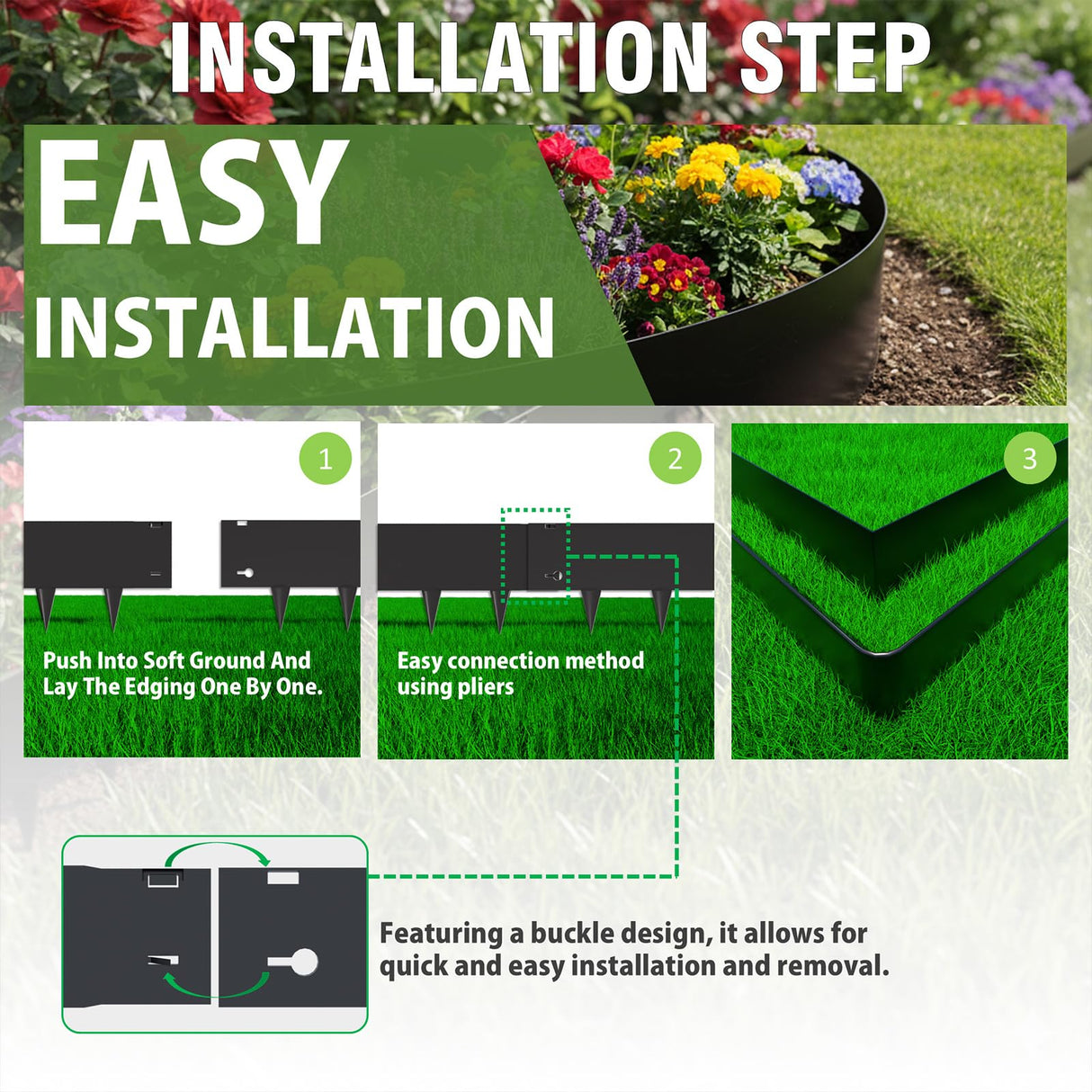 40"x10" Metal Landscape Edging, 6-Pack (20ft Total) – Rustproof Galvanized Steel Garden Border, Lawn & Flower Bed Edging, Decorative Hammer-in Outdoor Landscaping Border for Yard, Pathways & Driveways