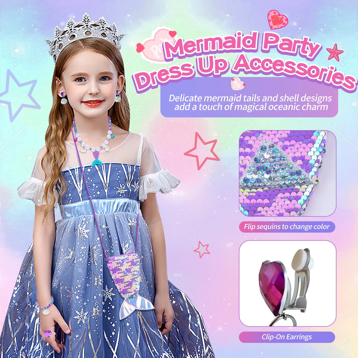 Cherry Tale Mermaid Toys Gifts for Girls 4-6 7 8 9 10 Years Old, Girls Birthday Gifts Set with Light Up Star Pillow Diary Plush DIY Water Bottle Kits, for Daughter Niece Christmas