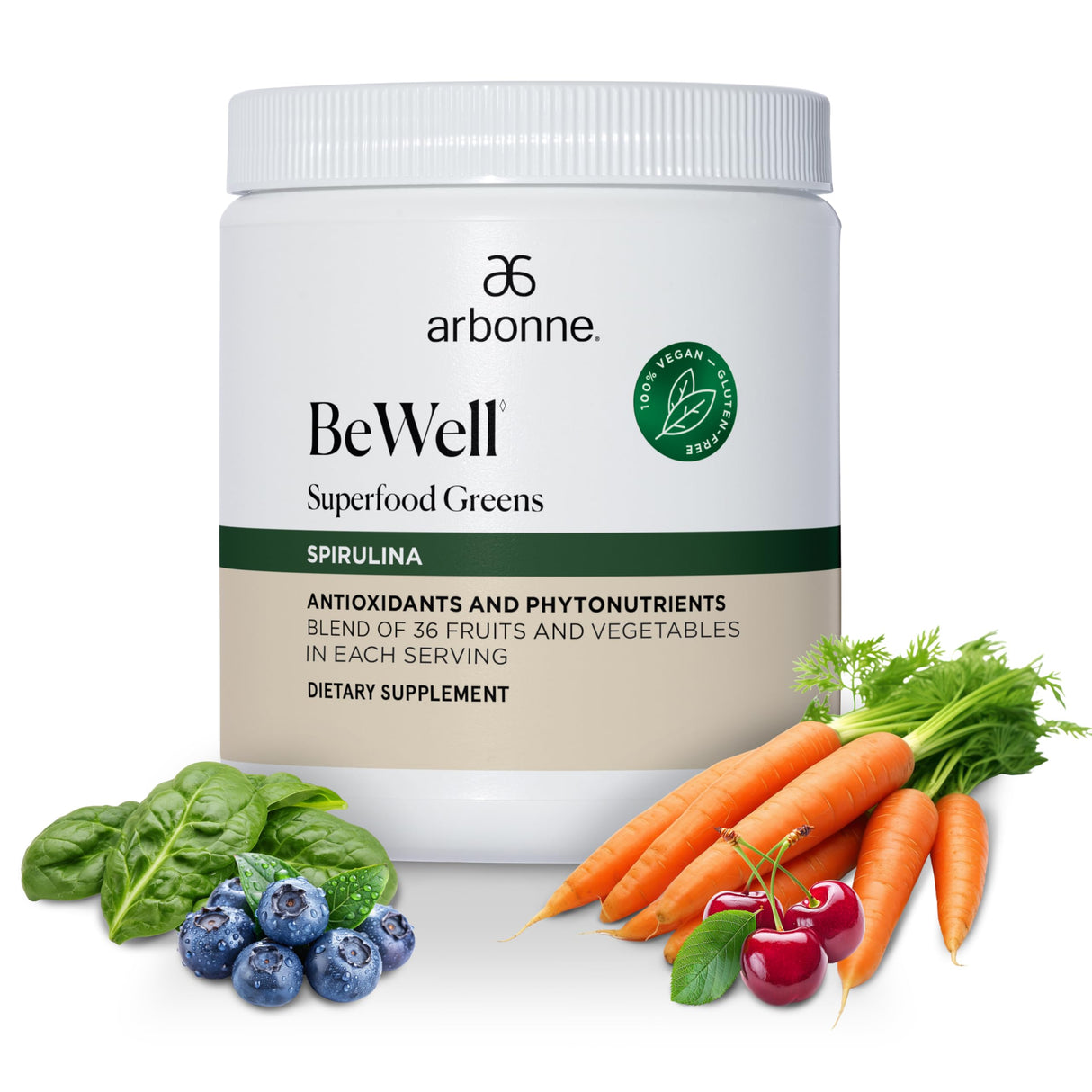 Arbonne BeWell Superfood Greens Powder - Health Supplement Powder Made from a Variety of Fruits and Vegetables, Organic Green Juice Supplement, 7.8 oz