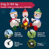 Joiedomi 6 FT Long Christmas Inflatable Snowman with Campfire, 3 Pack Small Snowman with Built-in LEDs Christmas Blow Up Yard Decoration with Light for Xmas Party Outdoor, Garden, Lawn Winter Decor