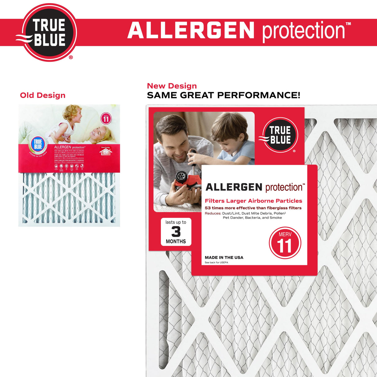 True Blue 12x36x1 MERV 11 Allergen Air Filter (4-Pack) | Electrostatic Pleated HVAC Furnace Air Filter | Replacement Filter for Home Use | Made in USA