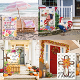 Christian Seasonal Garden Flags Set of 12 Double Sided 12 x 18 Inch Cross Yard Flags, Small Flags for Outside, Fall Winter Easter Christmas Outdoor Flags, Holiday Garden Flags for All Seasons ﻿