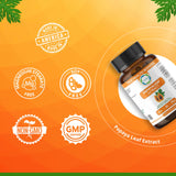 Papaya Leaf Extract 500 mg for Hair, Skin with 4X Extra Strength Support Blood Platelet with 60 Capsules for 60 Days Supports Digestive Health & Natural Antioxidant