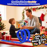 Flexible Race Track Toy Set: 15ft DIY Bendable Ramp with Suction Cups – Portable Roll-Up Car Track for Kids Compatible with 1:64 Diecast Cars – Birthday Christmas for Boys Girls Ages 3+
