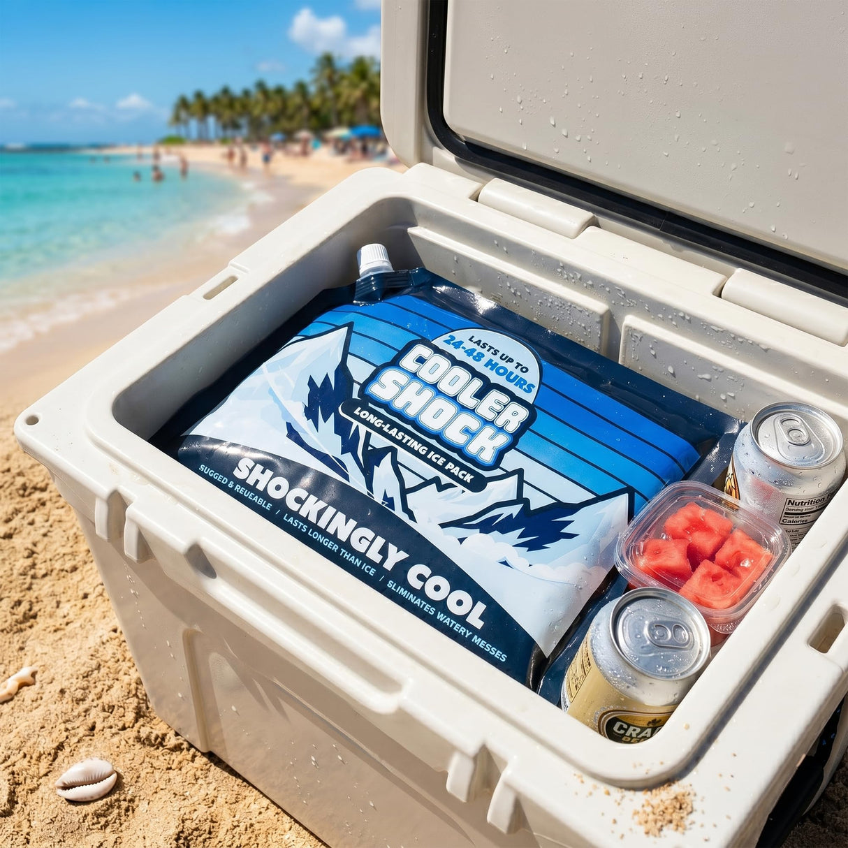 Cooler Shock Reusable Ice Packs for Cooler, 14"x10" - Long Lasting Cold Freezer Packs for Coolers and Lunch Boxes - Cooler Ice Packs for Camping Gear, Fishing, Road Trips, Beach Must Haves