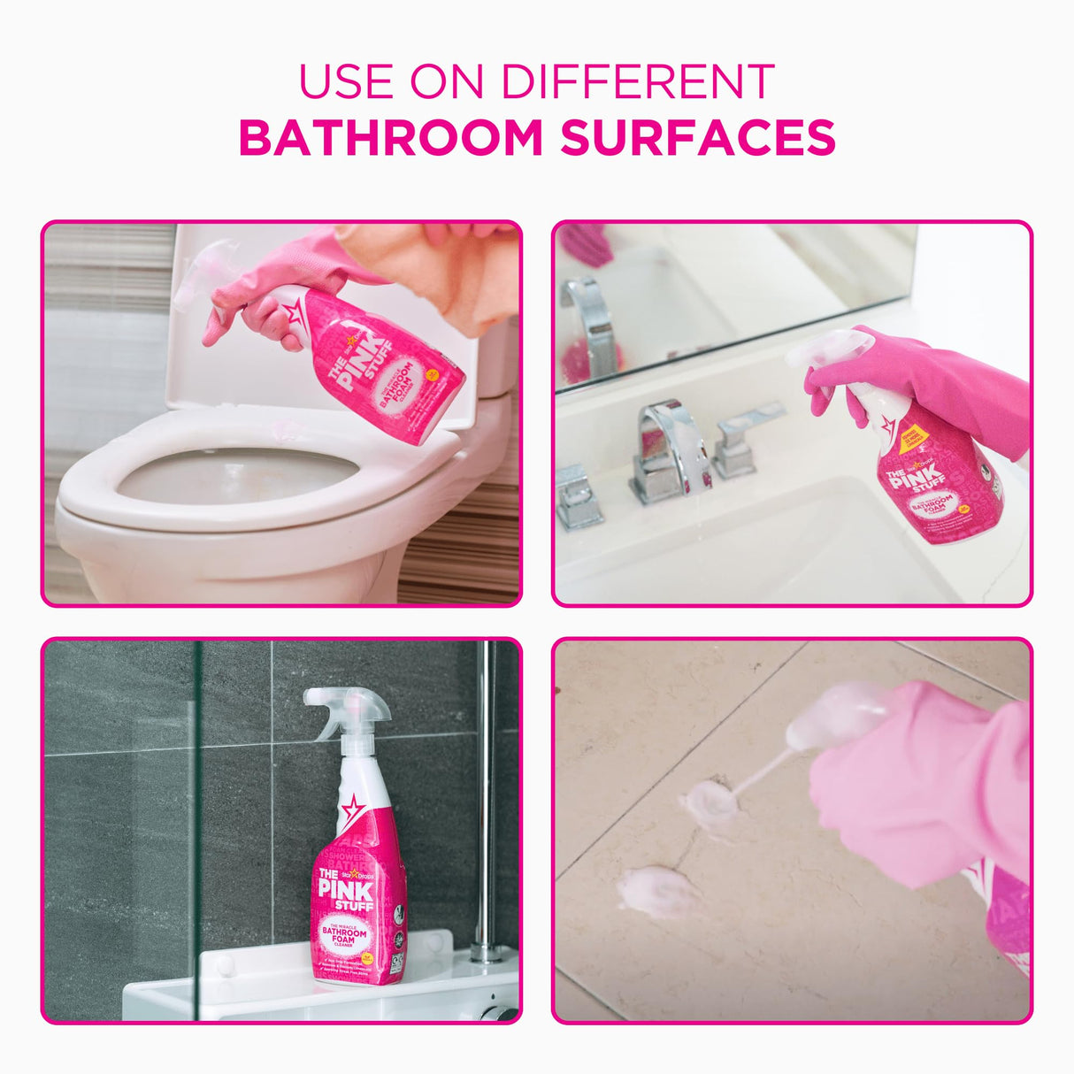 Stardrops - The Pink Stuff - The Miracle Bathroom Foam Cleaner 750ml 3-Pack Bundle (3 Bathroom Foam Spray)