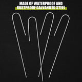 Pelopy 200 Pcs 1/2" Irrigation Drip Tubing Stakes 5 in J-Shaped Landscape Staples Garden Drip Line Stakes Soaker Hose Pins for Lawn Plant Yard Fence Ground Drips Systems, Sliver