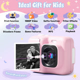 ETIKEZ Kids Camera, 1080P Instant Digital Print Camera for Kids, Christmas Birthday Gifts for 4 5 6 7 8 9 10 Year Old Girls Boys, Portable Toy with 32GB SD Card & 3 Rolls Printing Paper, Pink