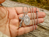 Mens Cross and Miraculous Medal Necklace, 30 Inch