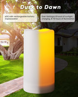 Homemory Solar Powered Candles Outdoor Waterproof, Flickering Glow, Rechargeable Candles, Solar Powered Candles for Outside, Lanterns, Sensor Only, Dusk to Dawn, Set of 3