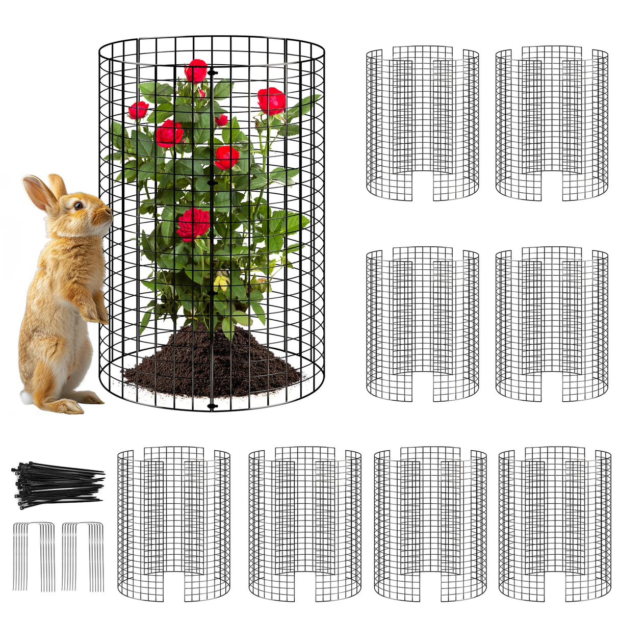 8 Pack Plant Protector from Animals, Wire Mesh Plant Cages for Garden – Sturdy Metal Plant Protectors to Keep Rabbits, Squirrels, and Animals Out – Ideal for Vegetables, Flowers, and Outdoor Plants