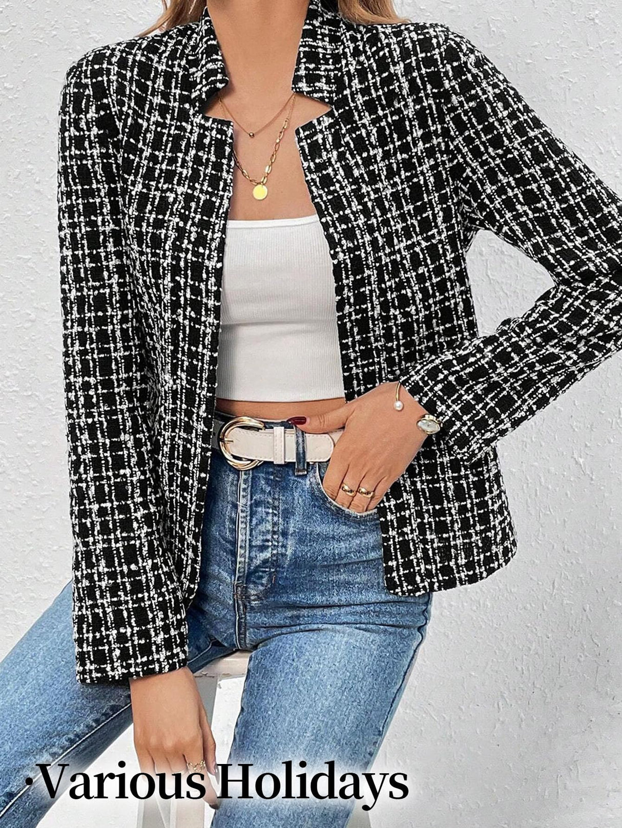 Mina Self Cardigan Sweaters Sweater Blazer Jacket For Women 2025 Black Winter Womens Velvet Blazers Christmas Party Nye New Years Eve Clothes Outfits Cute Ladies Casual Lightweight Women's Jackets