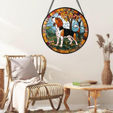 GEFOS Stained Glass Window Hanging Cute Dog Beagle Trees 6.3" - Suncatcher Door Garden Sunroom Sun Catcher Home Decor Birthday Christmas for Lost Pets Mom Men Woman Nana