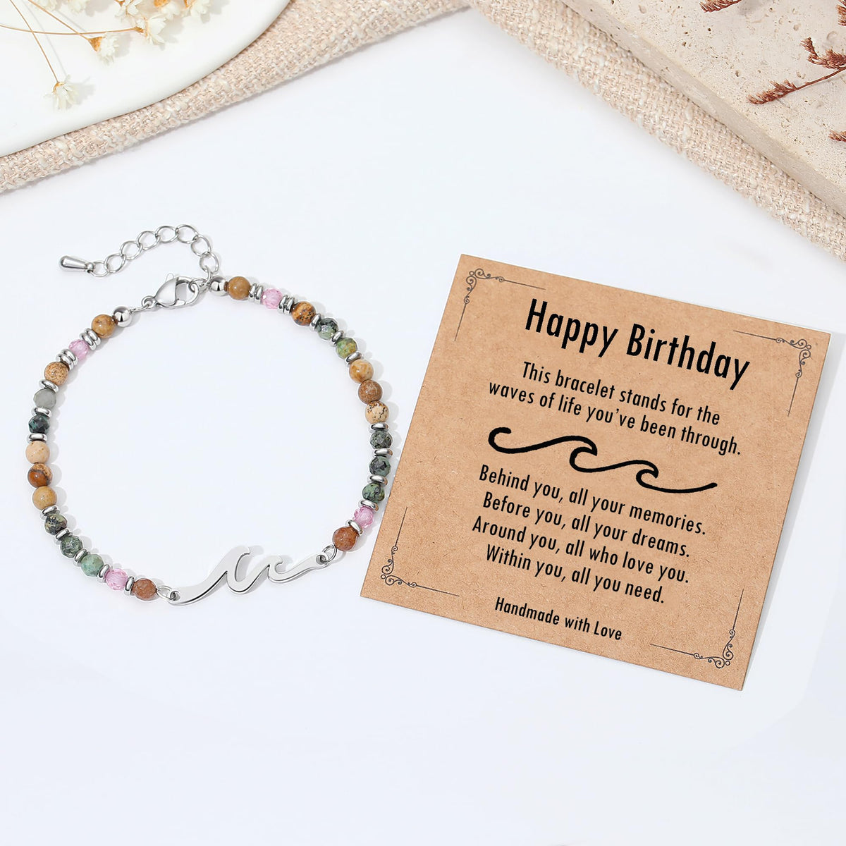 TONY & SANDY Birthday Gifts for Women, Unique Bday Wave Bracelet