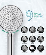 SR SUN RISE Filtered Shower Head with Handheld High Pressure 9 Spray Mode Showerhead Detachable Shower Head Water Softener Filters Beads for Hard Water Remove Chlorine 1 Filter Chrome