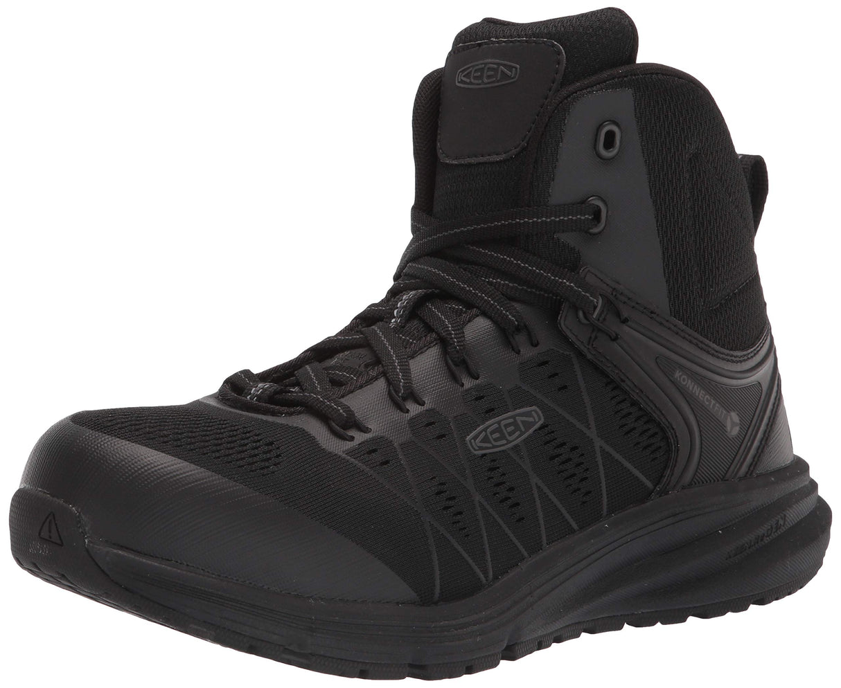 KEEN Utility Men’s Vista Energy Mid Sneakers Composite Toe Work Shoes Construction Shoes, Black/Raven, 7 D (Medium) US