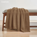 CozeCube Caramel Brown Throw Blanket for Couch, Soft Cozy Cable Knit Throw for Bed Sofa Living Room, Lightweight Warm Decorative Farmhouse Christmas Blanket, 50"x60", Light Brown