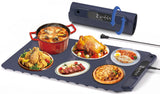 Food Warming Mat Electric Tray: YTLAD Silicone Heating Pad with 6 Level Adjustable Temperature and 5 Hours Timer & Family Lock, Foldable Food Warmers for Parties, Daily Use (Blue, 25.6" x 15.55")