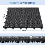 Jocoevol 60-Pcs Interlocking Tile, Indoor/Outdoor Drainage Interlocking Floor Tiles 11.8" x 11.8", Anti-Slip Waterproof Soft PVC Splicing Flooring Tile for Garage Patio Pool Bathroom, Black