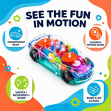 ArtCreativity Light-Up Transparent Sensory Car Toy, Bump-and-Go, Ages 3+