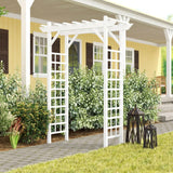 Dura-Trel Providence Arbor, Vinyl Garden Archway for Outdoors, 64" x 85", White - Backyard Decorative Arch and Backdrop with Lattice Design and Trellis Sides for Climbing Plants, Vines and Flowers