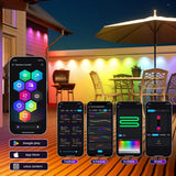 HUTAKUZE Permanent Outdoor Lights, 100FT with 60 RGB LEDs for Outdoor Decor, IP67 Waterproof, 48 Scene Modes Christmas House Lights,APP & Remote Control, Music Sync