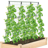 Cucumber Trellis for Raised Bed, 1 Pack 4ft Tall A-Frame, Garden Trellis for Climbing Plants Outdoor, Perfect for Vines, Beans - Green with Netting