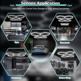 Litezone Hexagon Garage Lights, 14 Grids LED Garage Hexagon Lights with Rectangle Frame, 6500K Super Bright Honeycomb Lights for Garage, Warehouse, Car Detailing Shop, Exhibition Hall, Gym
