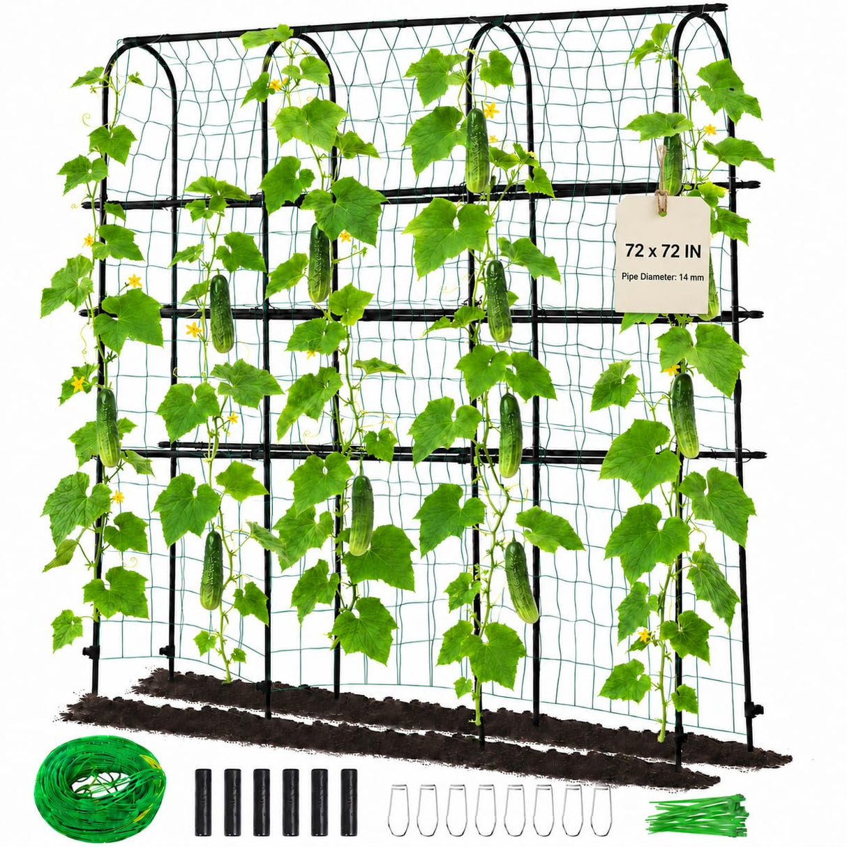 OTOSUNNY 72"x72" Garden Arch Trellis for Climbing Plants, Black