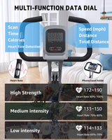 LINBOLUSA Indoor Exercise Bike for Seniors, 5 IN 1 Foldable Stationary Bike with 16-Level Magnetic Resistance and Tri-Position Ride, 330LBS Capacity, 6.6 LBS Flywheel, for Home Workout 818 Gray