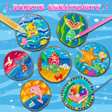 klmars Mermaid Themed Wooden Painting Kit-Glow in The Dark-Arts & Crafts Gifts for Kids Girls Ages 6-12-Wood Slice Craft Activities Kits -Mermaid Art Toys for Kids Christmas Gifts