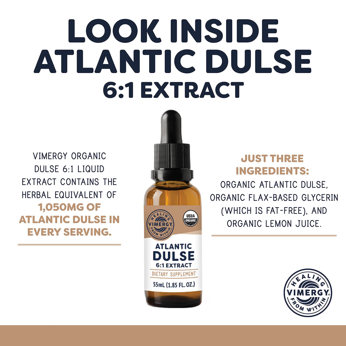 Vimergy Atlantic Dulse Liquid – Antioxidant Support* – Promotes Free Radical Protection* – Organic, Vegan, Gluten-Free – 55 Servings (55 mL)