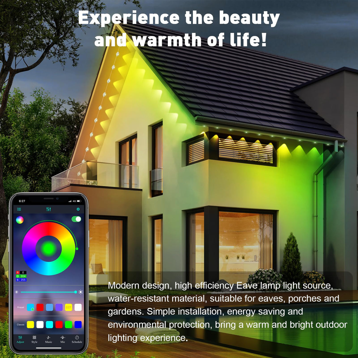 150FT Permanent Outdoor RGB Lights - Waterproof Smart LED Eaves Lights with App/Remote Control, Music Sync & DIY Scenes, Perfect for Christmas, Halloween, Parties & Daily Decor, Ideal for House Roof