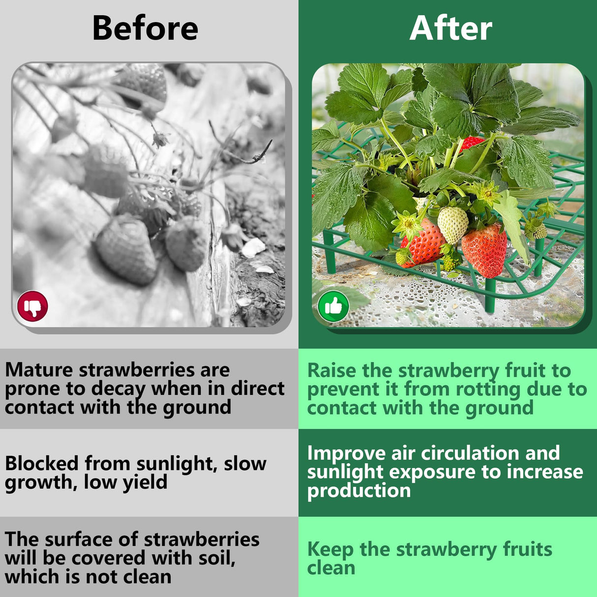 Iceyyyy 12 Packs Square Strawberry Supports-Strawberry Growing Racks- Plant Support Strawberry Stand Holder Growing Frame Keep Berries Clean