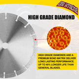 ORIXTREME 14 Inch Diamond Concrete Saw Blade, Segmented General Purpose Blade Dry/Wet Cutting Concrete, Reinforced Concrete, Masonry, Brick, Block,1"-20mm Arbor