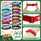 XunYee 160 Pcs WWJD Webbing Bracelets What Would Jesus Do Christian Gifts Adjustable Religious Bracelets for Church Women Men (Bright Color)