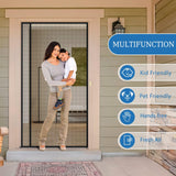 LONGEAS Magnetic Screen Door Mesh Left Right Side Opening Upgraded PET Material Mesh Stronger Than Fiberglass and Polyester,Keep Bugs Out,Pet & Kid Friendly,Hands Free,Fit Door Size 72" X 96"