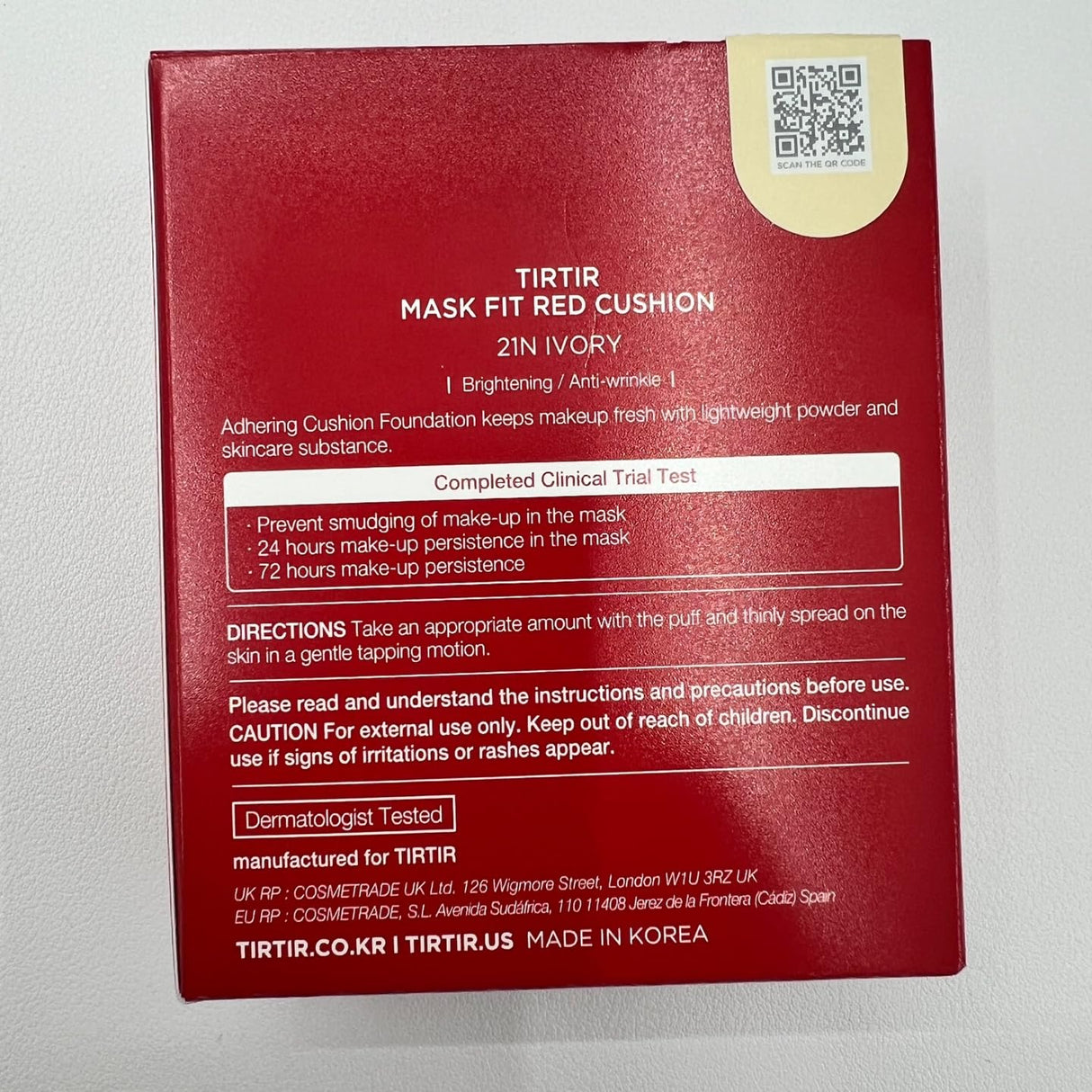 TIRTIR Mask Fit Red Cushion Foundation | Full coverage, Weightless, Skin fit, Satin Glow Finish, Korean Makeup, beauty, Tattoo cover up, Buildable (#21N Ivory, 0.63 Fl Oz)