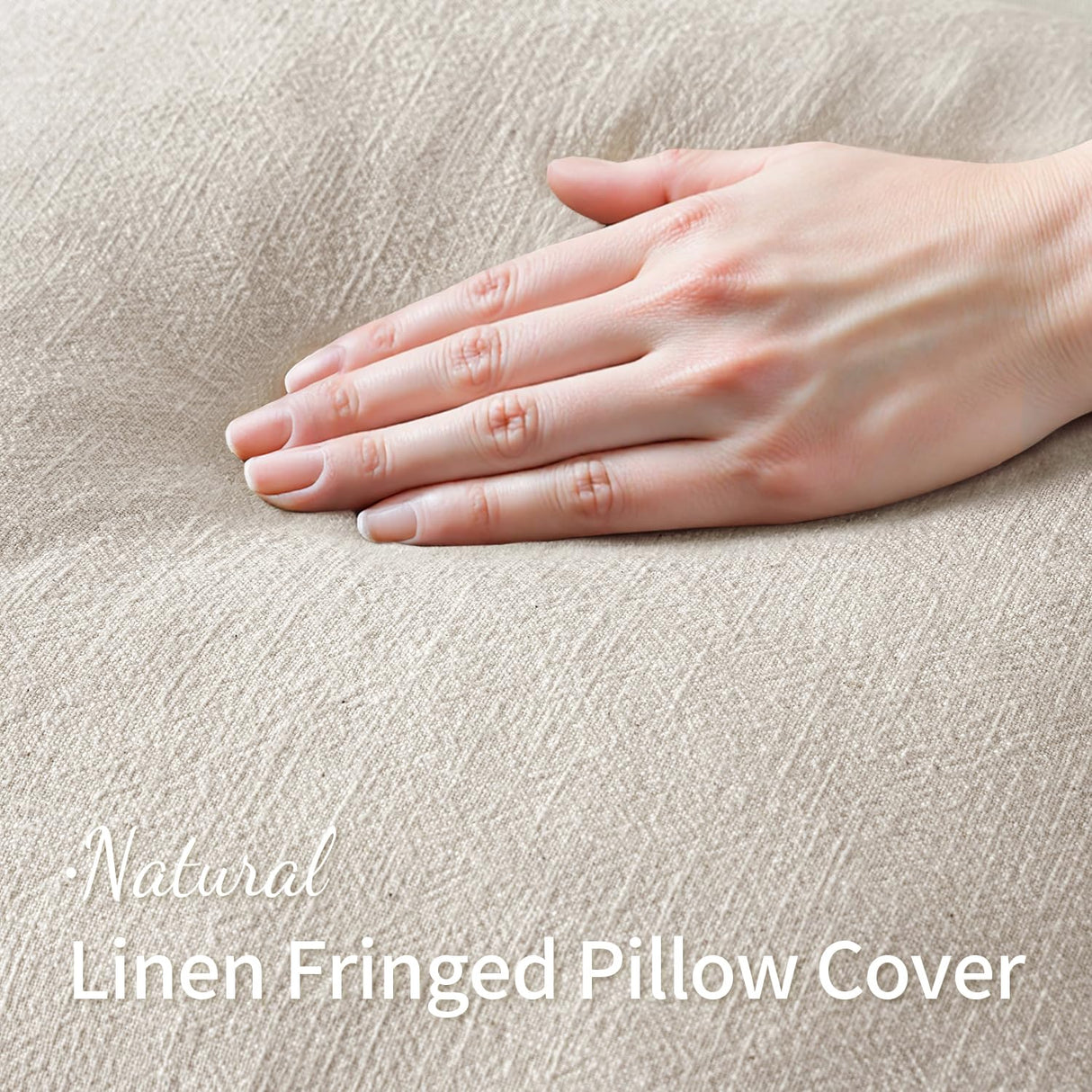 MIULEE Christmas Decorative Throw Pillow Covers Neutral Linen Fringe Fall Throw Pillows Set of 2 Natural Beige Boho Farmhouse Cushion Covers with Tassels for Couch Sofa Bed Home Decor 20x20 Inch