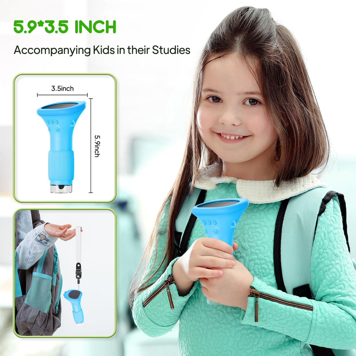 Kids Microscope, Pocket Portable Microscope with 2'' Inch Screen - Powerful Magnification Mini Microscopes Magnifying Glass with Lights, Ideal Christmas Birthday Gifts for Age 3-12 Boys - Blue