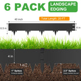 6-Pack Metal Landscape Edging (20ft Total), 40" x 6.5" Steel Garden Edging Border w/ 6 Stakes, Rustproof Hammer-in Edging for Landscaping, Lawn, Yard, Tree Rings, Flower Beds